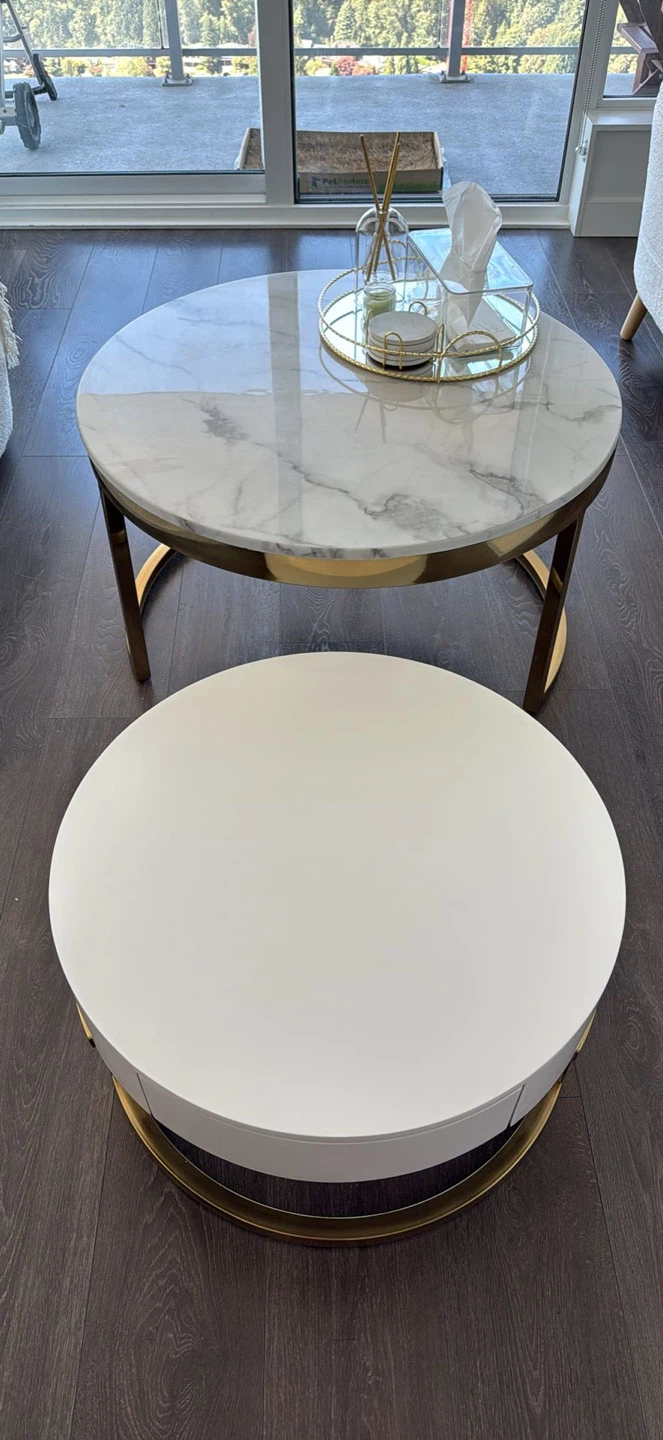 Round Nesting Coffee Tables - Marble & White - photo 4