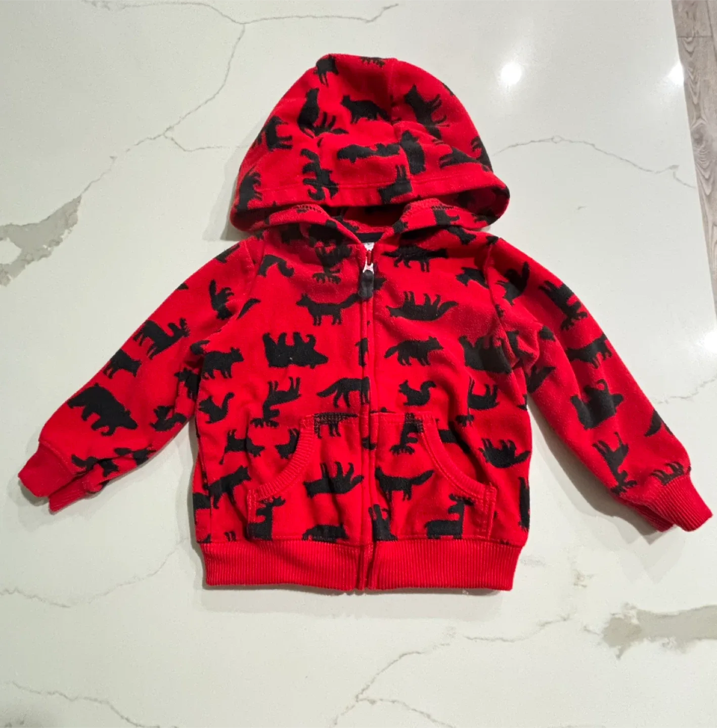 Carter's Size 18 months Red Fleece Zip-Up Hoodie