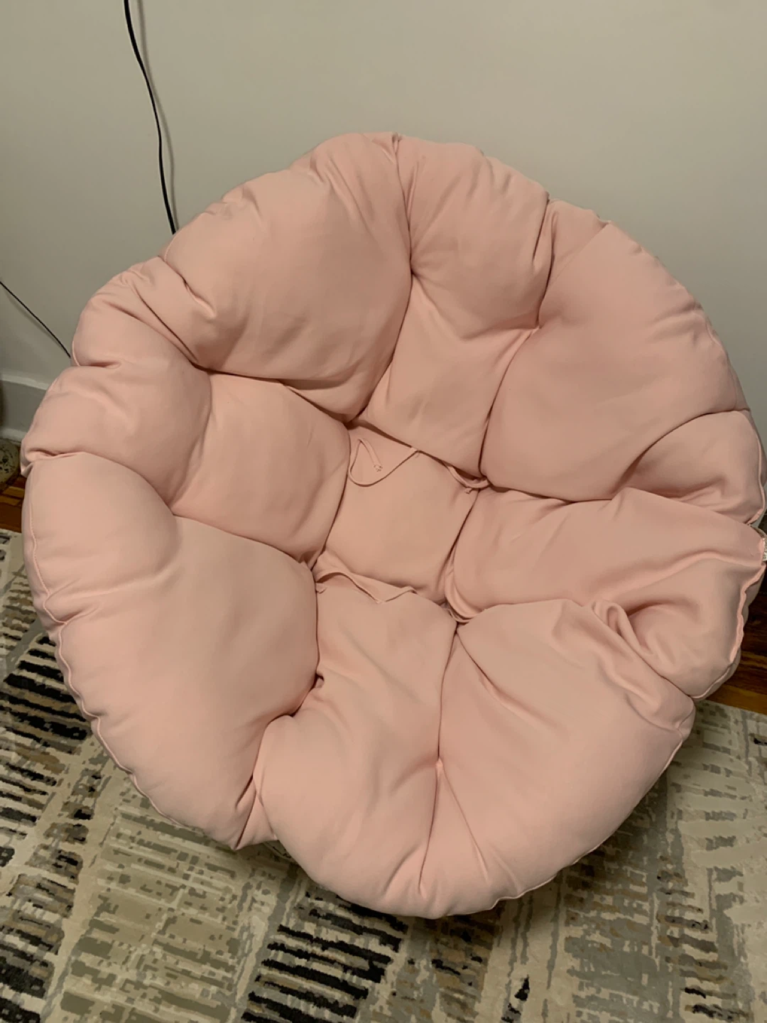 Papasan Chair with Pink Round Wicker Weave
