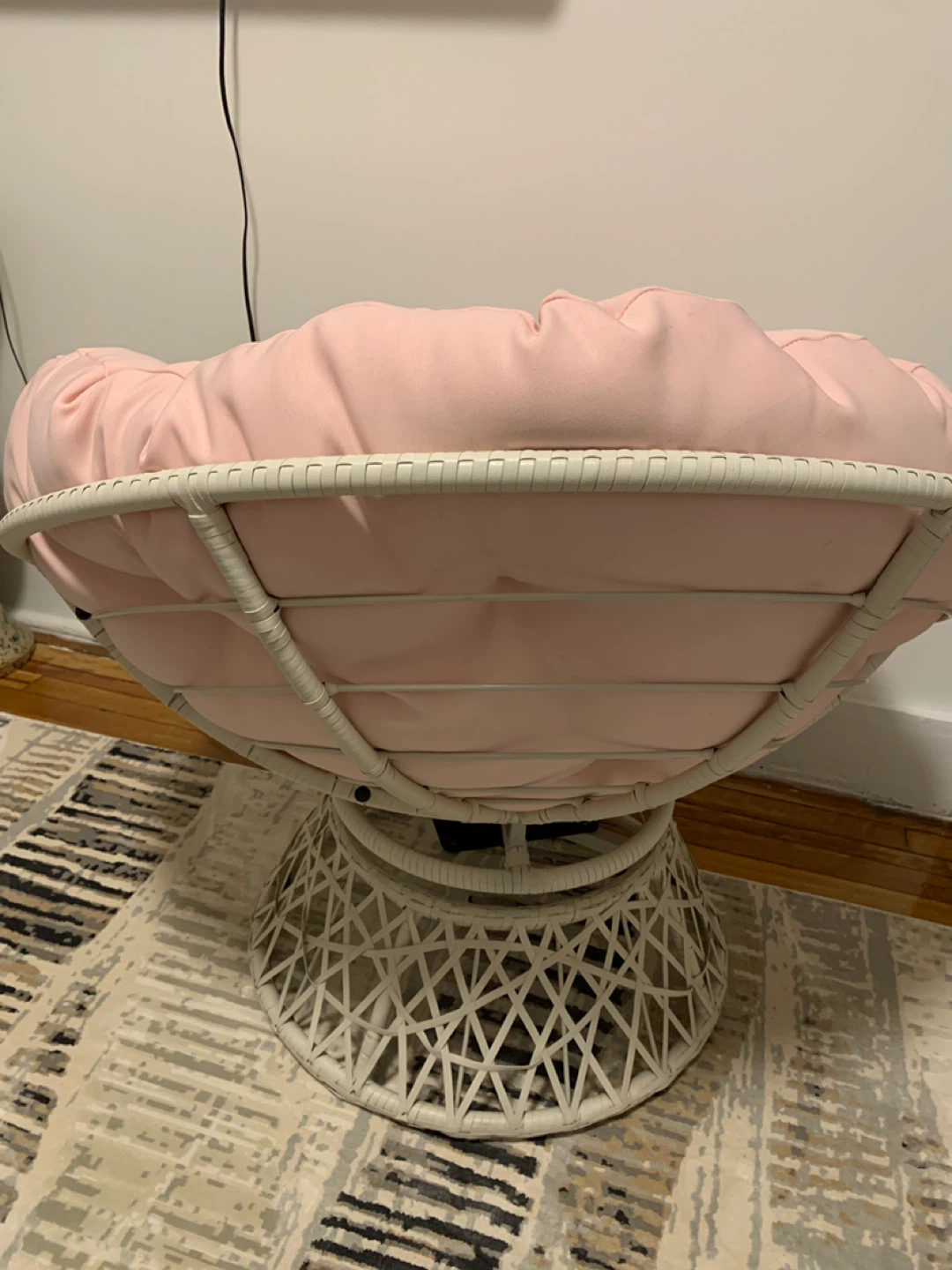 Papasan Chair with Pink Round Wicker Weave - photo 2