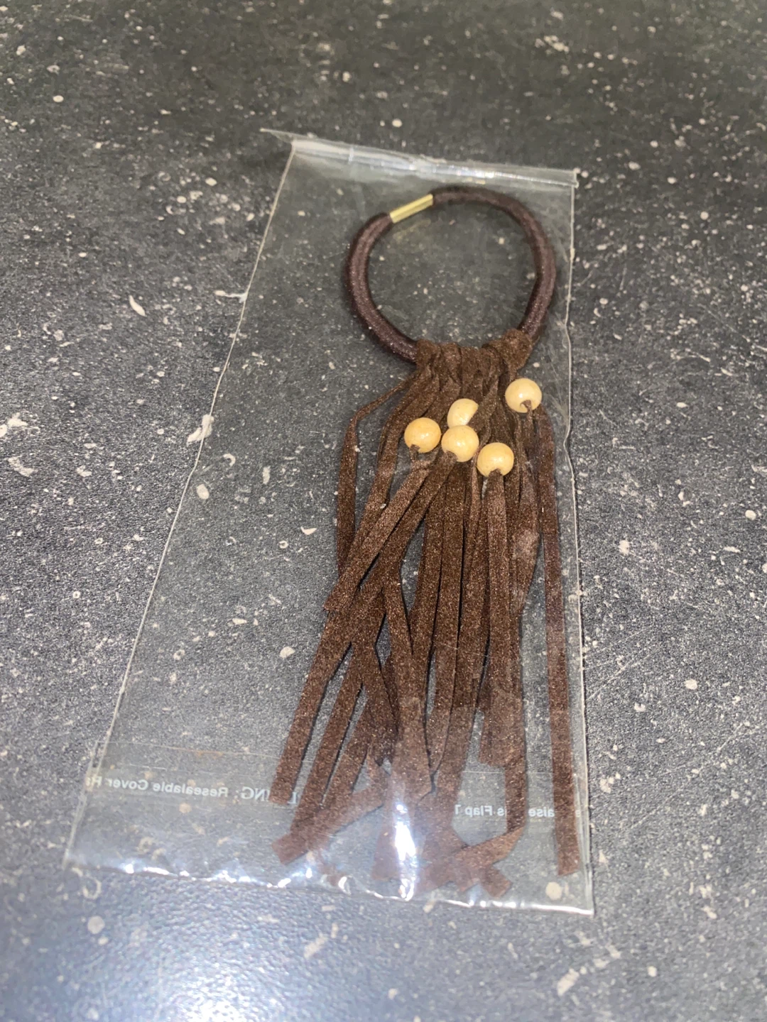 Brown Suede Tassel Hair Tie