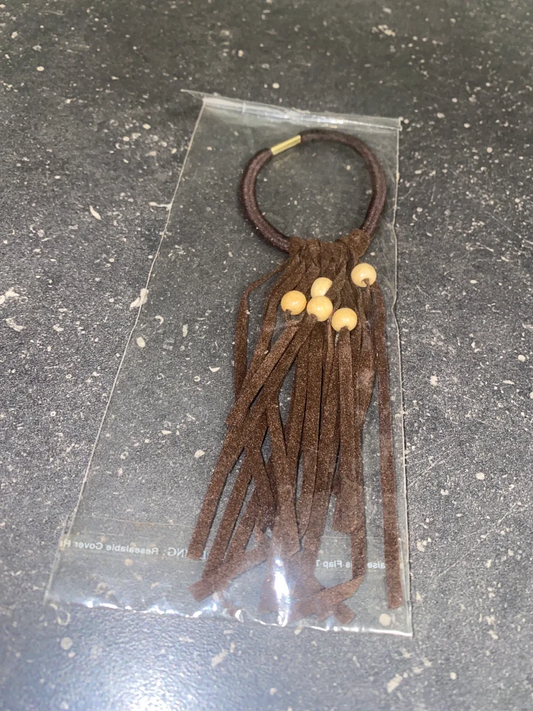 Brown Suede Tassel Hair Tie thumbnail