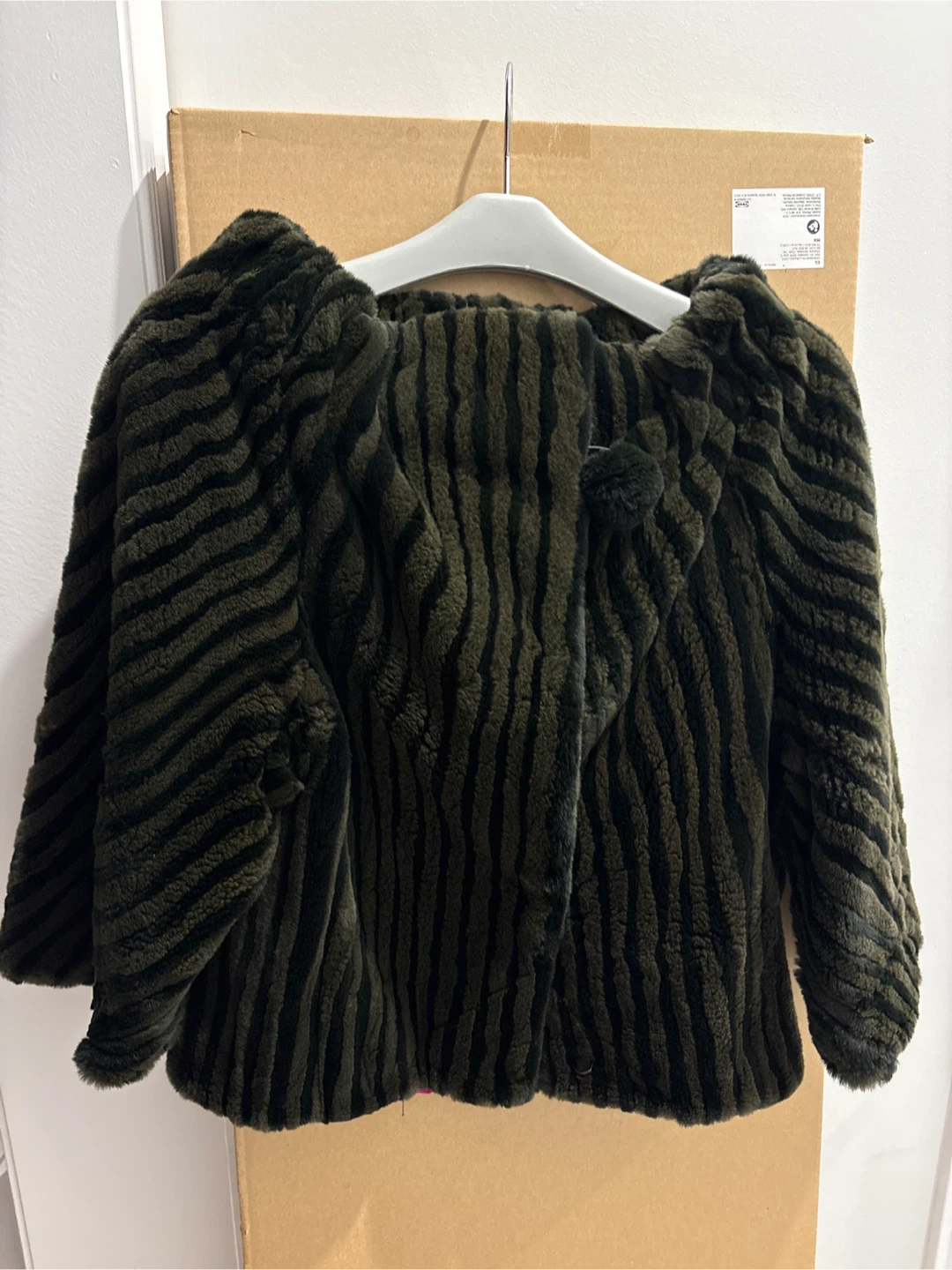 Striped Furry real mink Jacket - Green & Black
