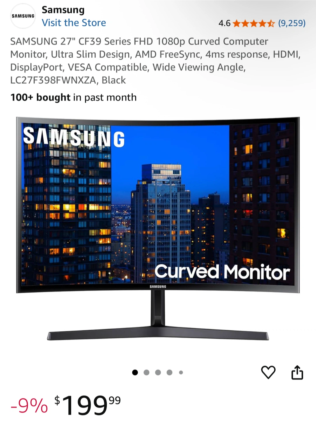 Samsung 27" CF39 Series Curved Monitor - photo 3