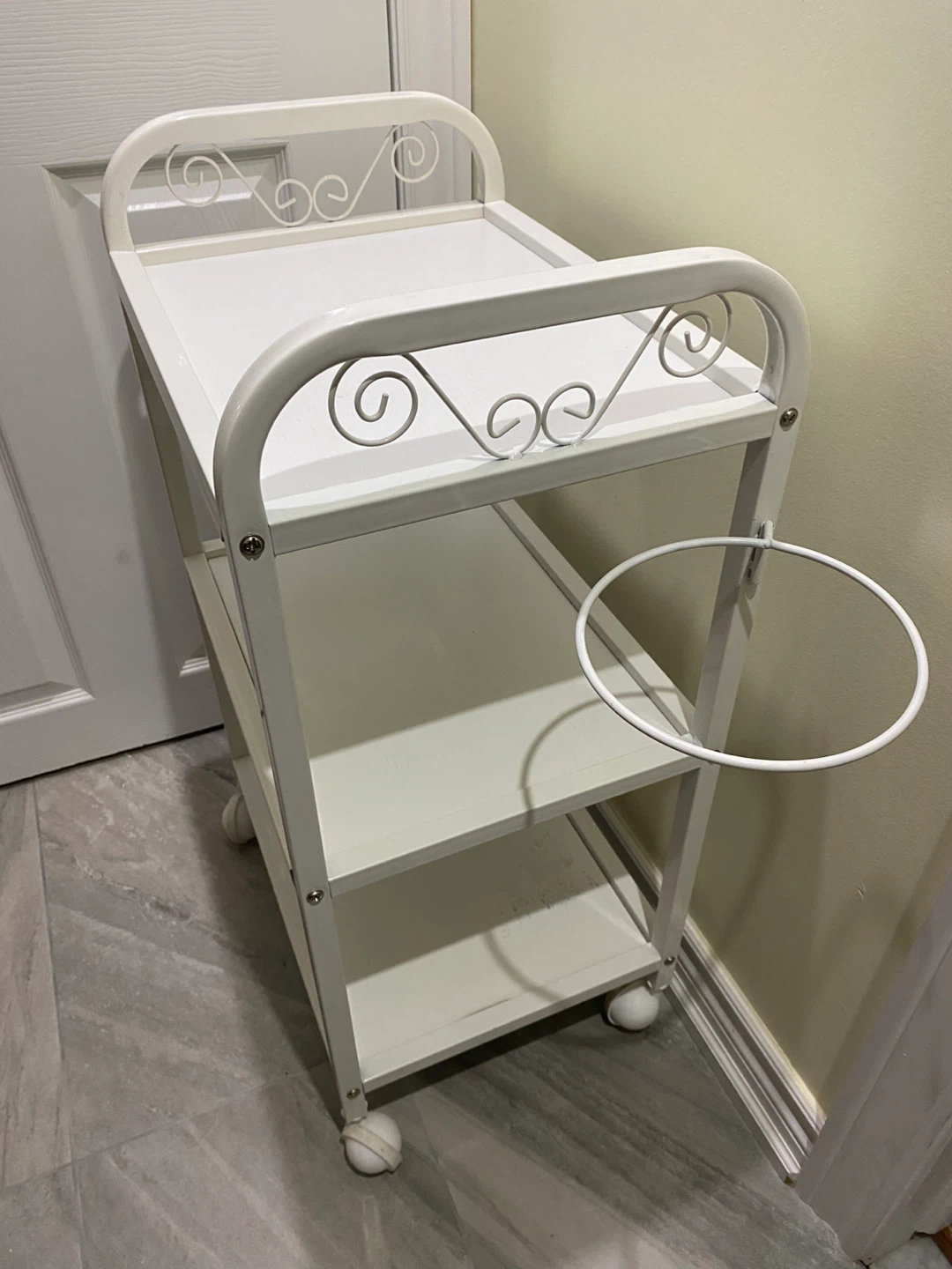 White Metal Rolling Cart - photo 2