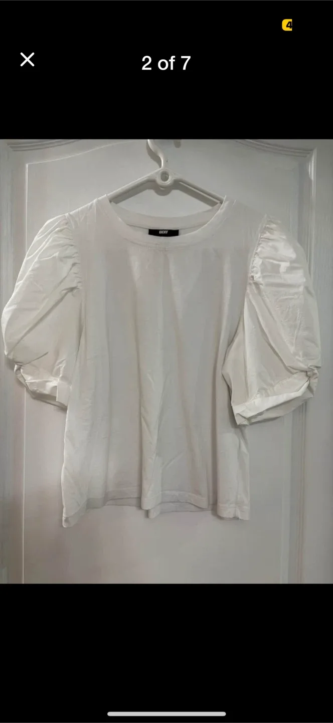 DKNY Women's White Knit Body Top - Size L thumbnail