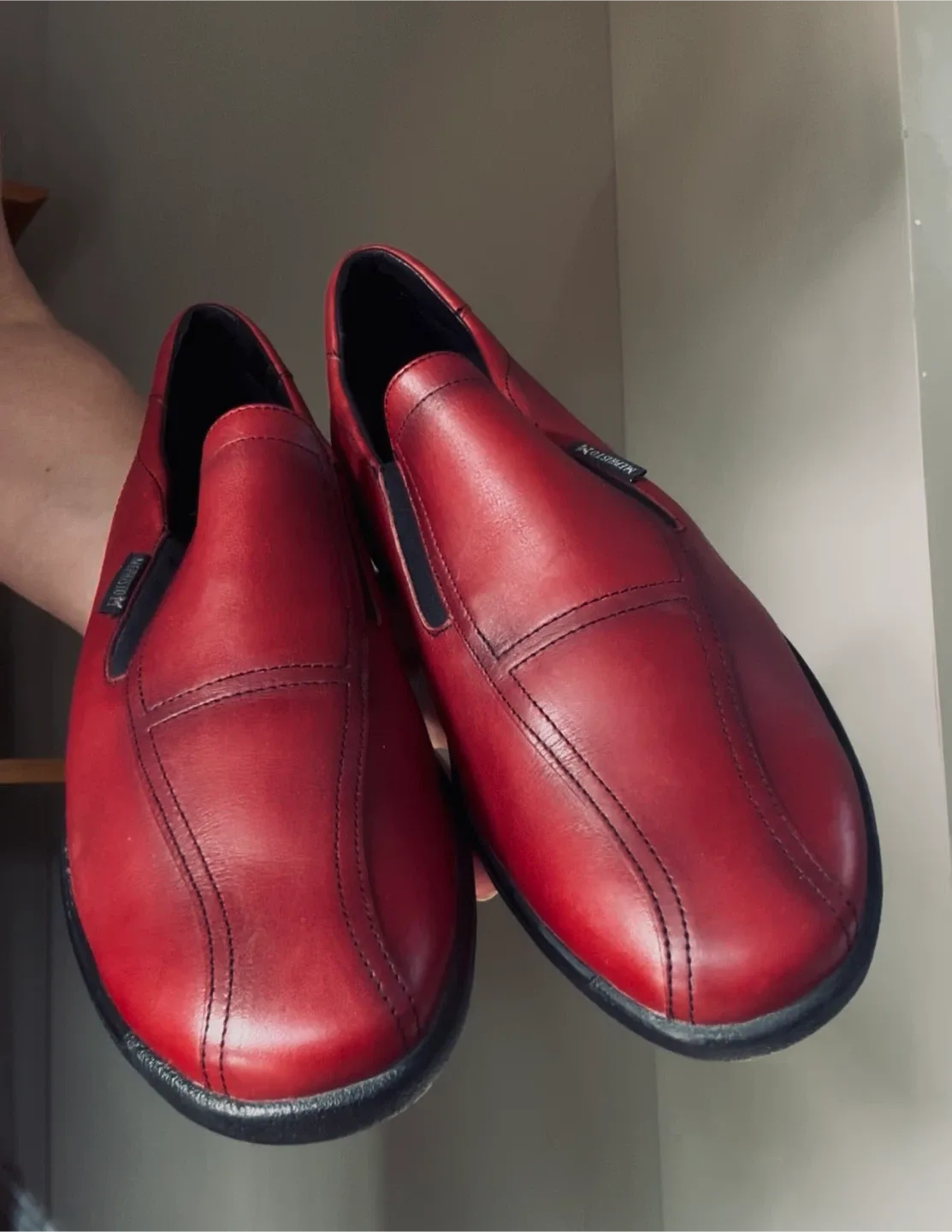 Mephisto 'Cool-Air' Red Leather Loafers - US 10.5 thumbnail