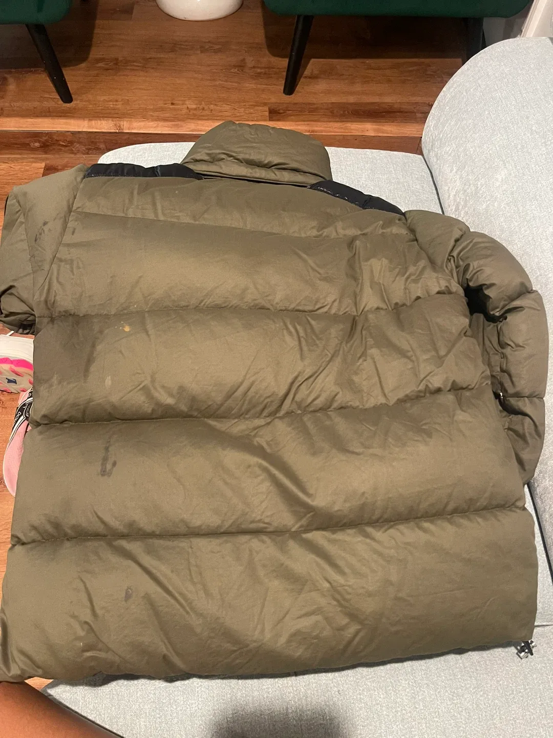 Moncler Olive Green Puffer Jacket image indicator(2)