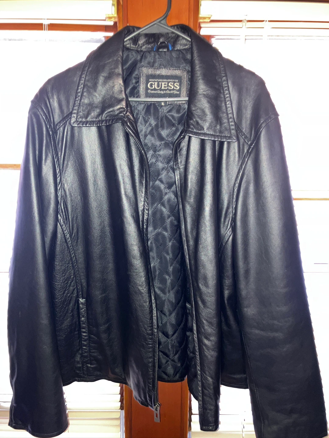 Guess Genuine Leather Jacket, Black, XL