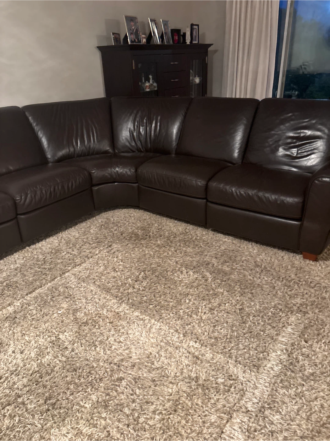 Brown Leather Sectional Sofa - photo 3