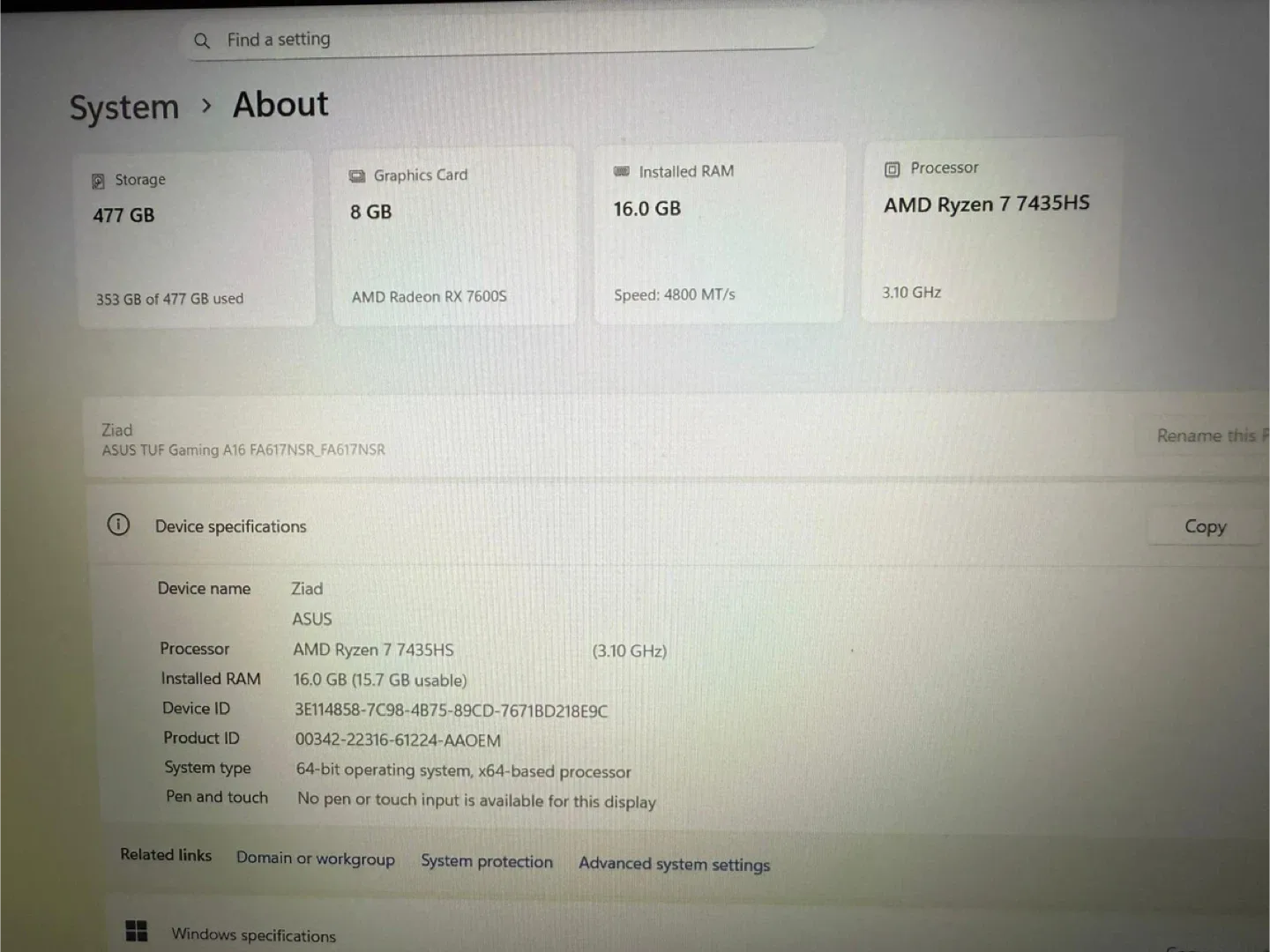 Asus TUF Gaming Laptop image indicator(8)