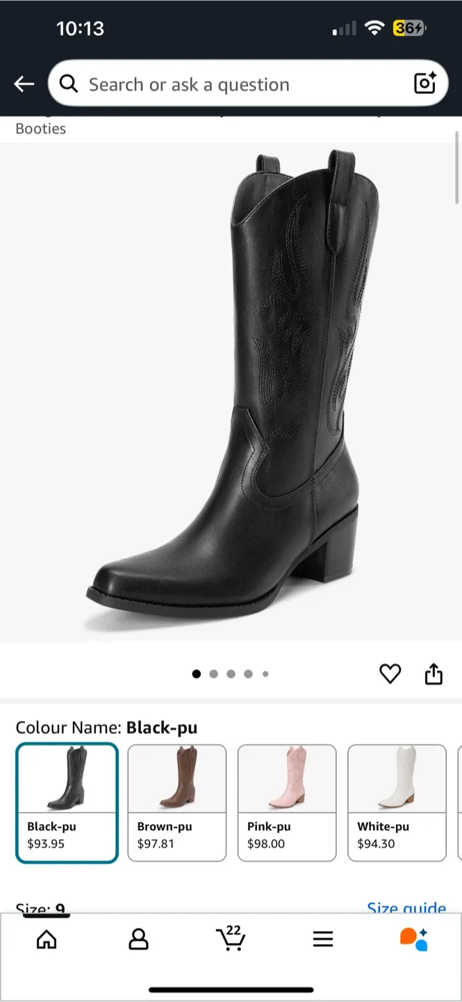 Western Black Cowboy Boots, Size 9 image indicator(4)