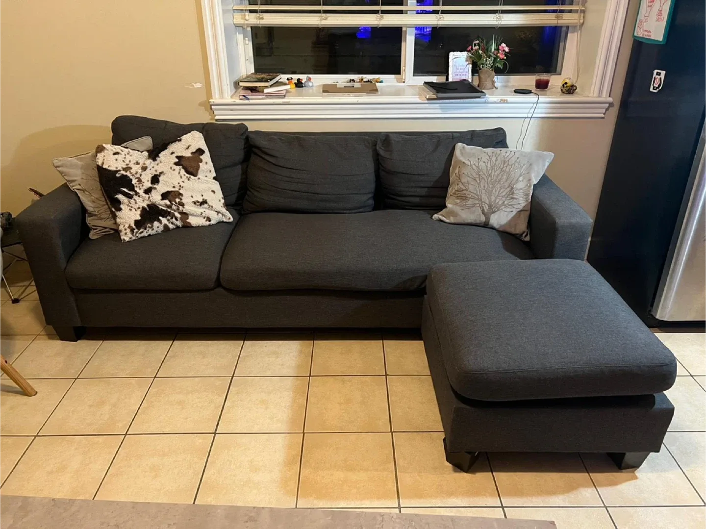 Grey Sofa with Ottoman image indicator(3)