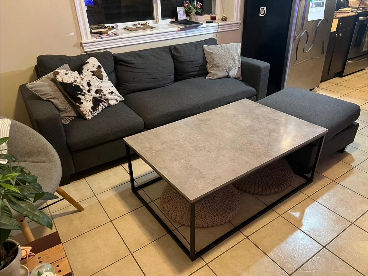 Grey Sofa with Ottoman image indicator(5)