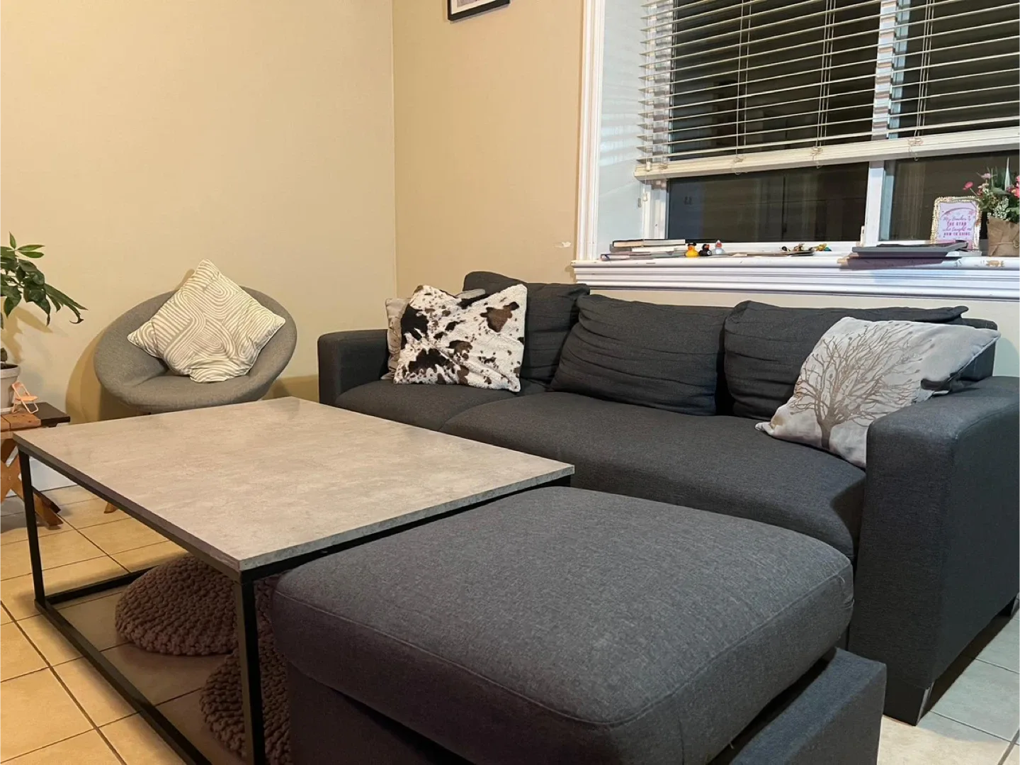 Grey Sofa with Ottoman image indicator(4)