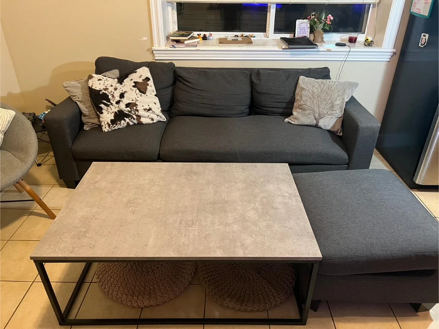 Grey Sofa with Ottoman image indicator(2)