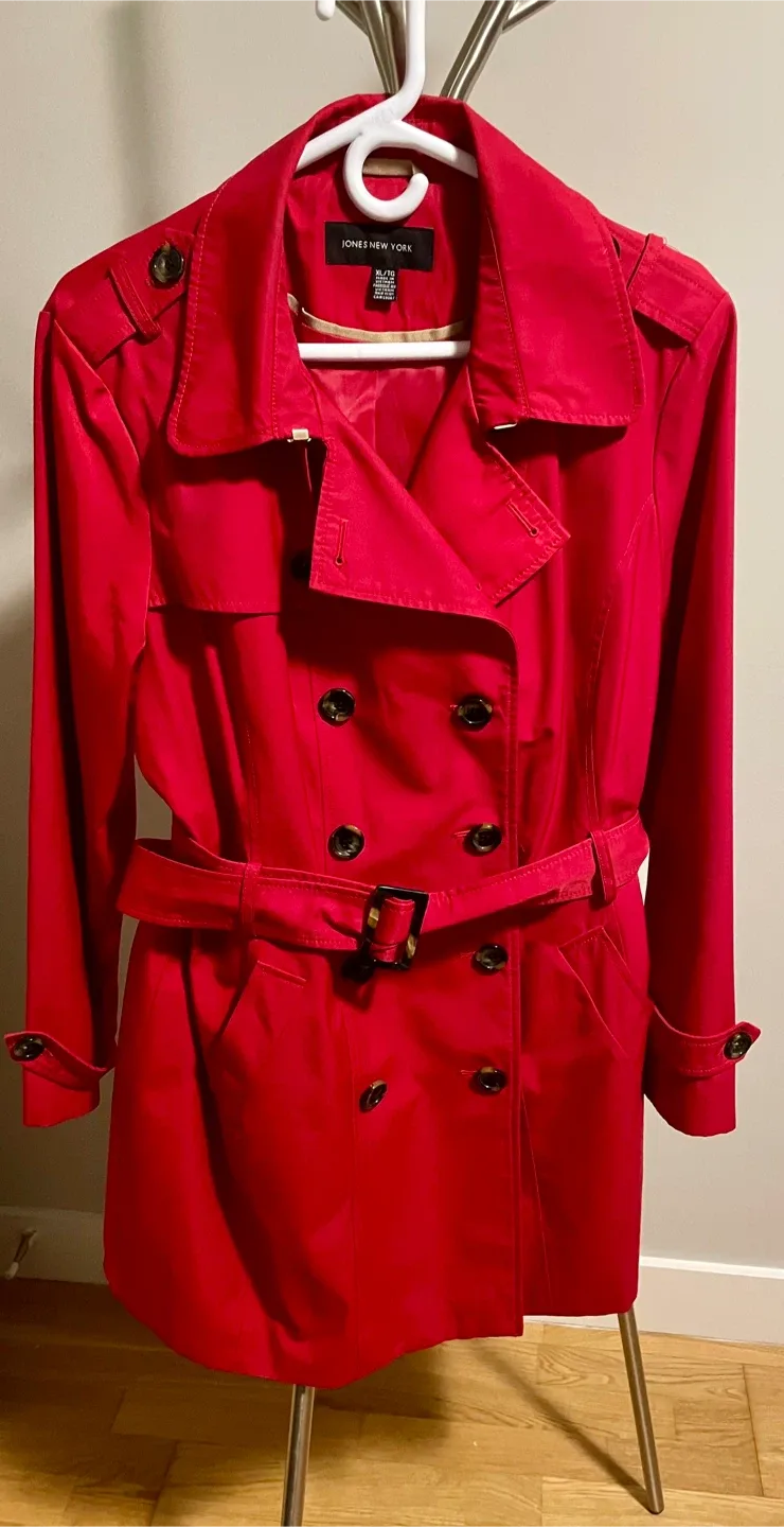 Jones New York Red Trench Coat XL/TG image indicator(4)