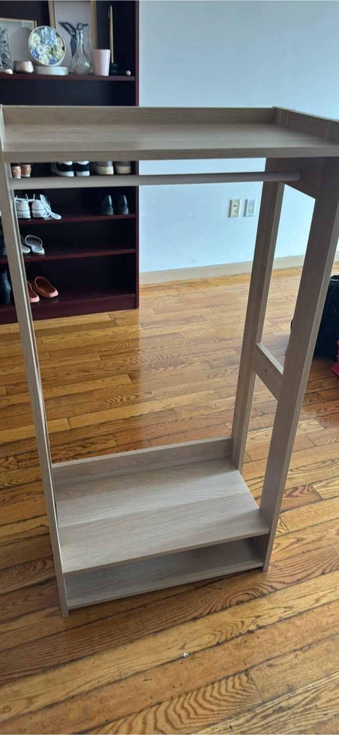 Wooden Clothes Rack with Shelves