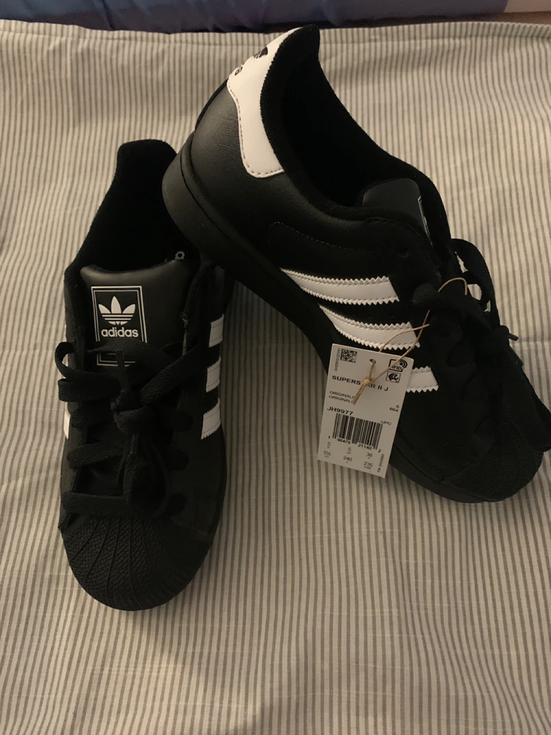 New Adidas Superstar II J Black/White Shoes - photo 2