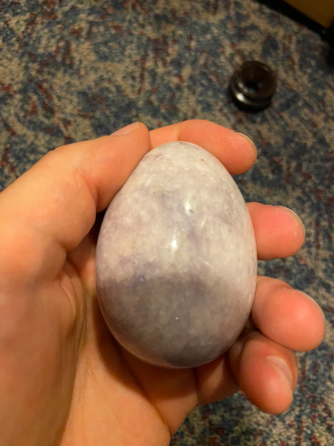 Purple Crystal or Alabaster Stone Egg with Stand - photo 3