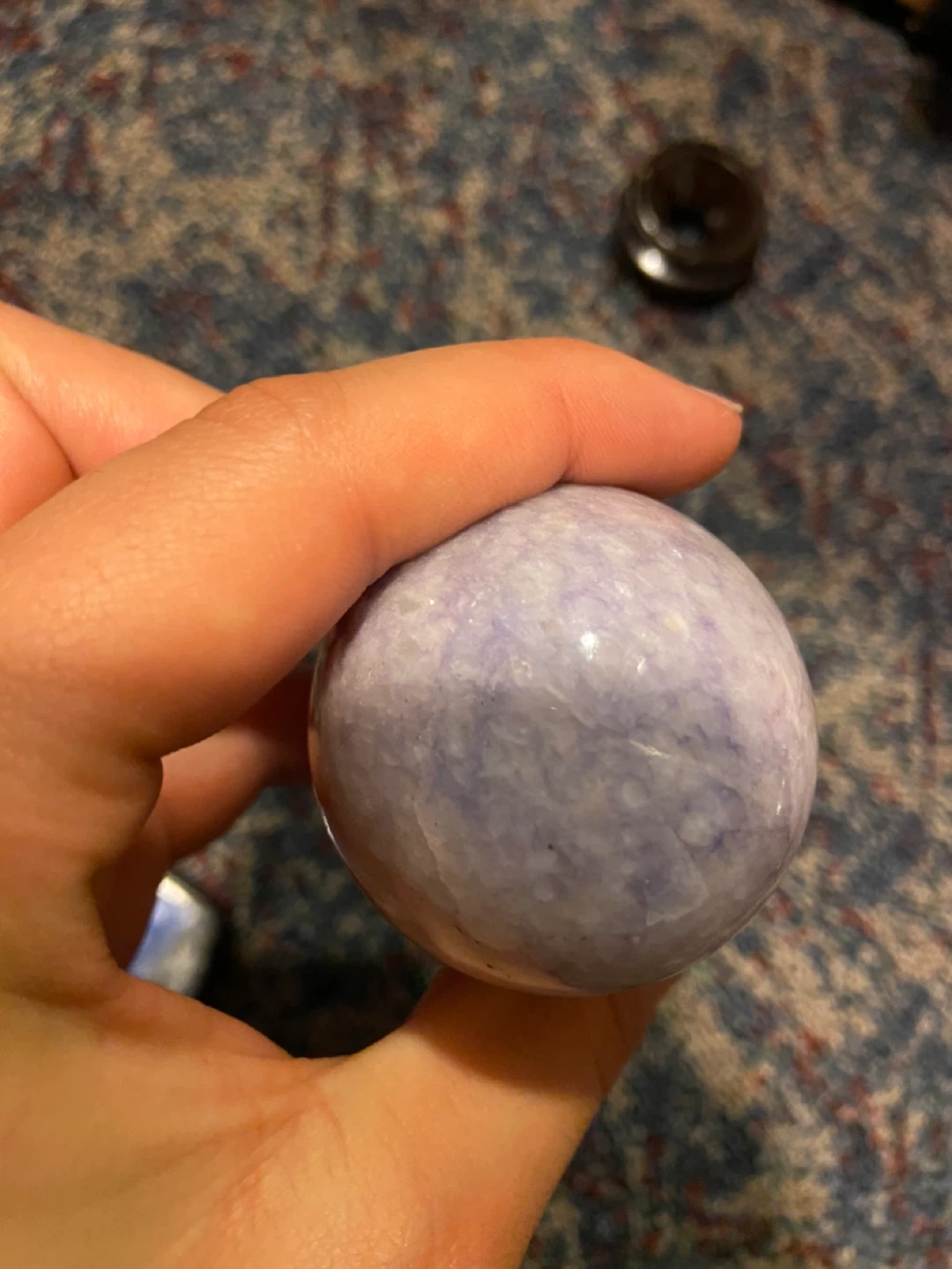 Purple Crystal or Alabaster Stone Egg with Stand - photo 4