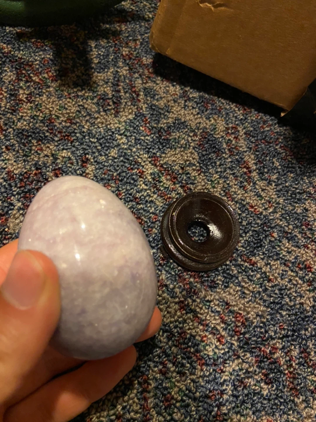 Purple Crystal or Alabaster Stone Egg with Stand - photo 2