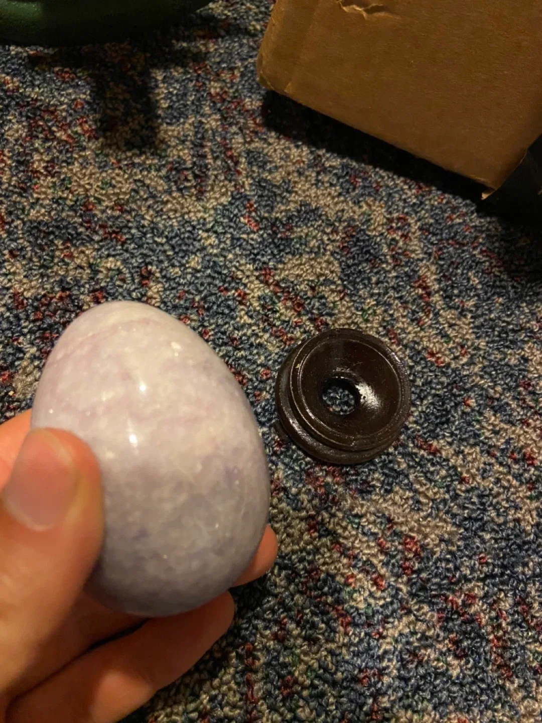 Purple Crystal or Alabaster Stone Egg with Stand image indicator(2)