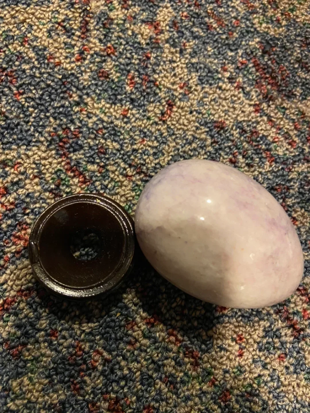 Purple Crystal or Alabaster Stone Egg with Stand image indicator(6)