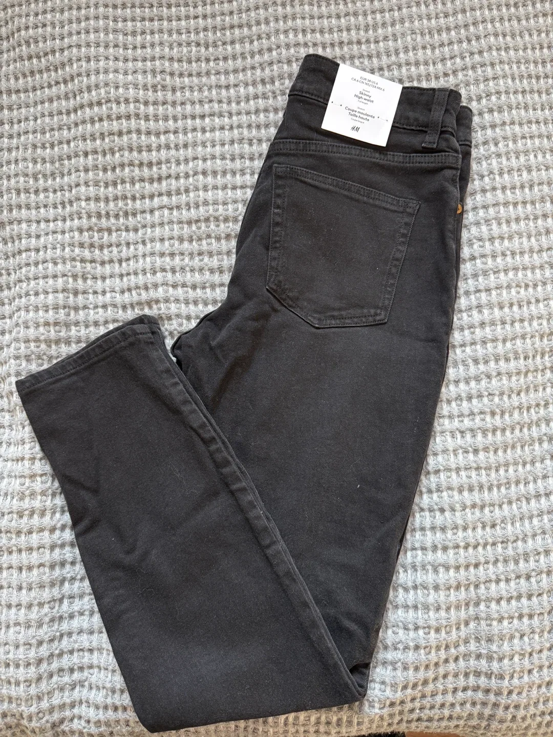 H&M Black Skinny High Waist Jeans - Size 6 thumbnail