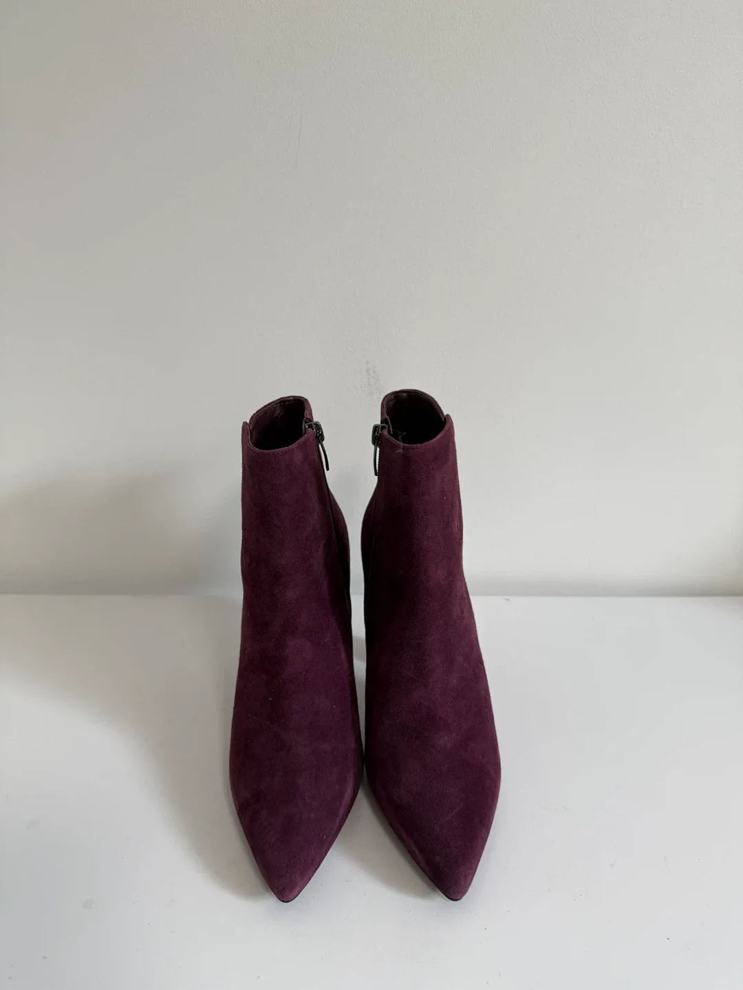 Nine West Purple Suede Heeled Booties Size 7 image indicator(3)