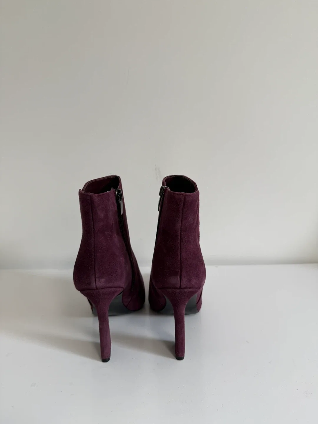 Nine West Purple Suede Heeled Booties Size 7 image indicator(2)