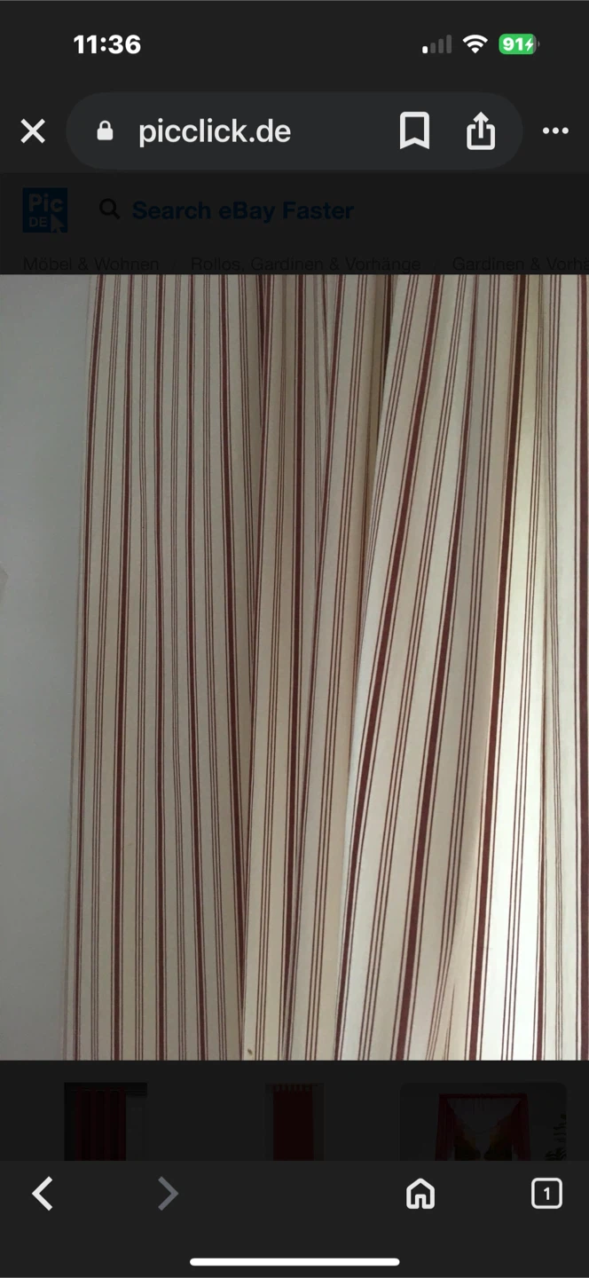 2 Pieces Red & White Striped Curtain Panels - photo 4