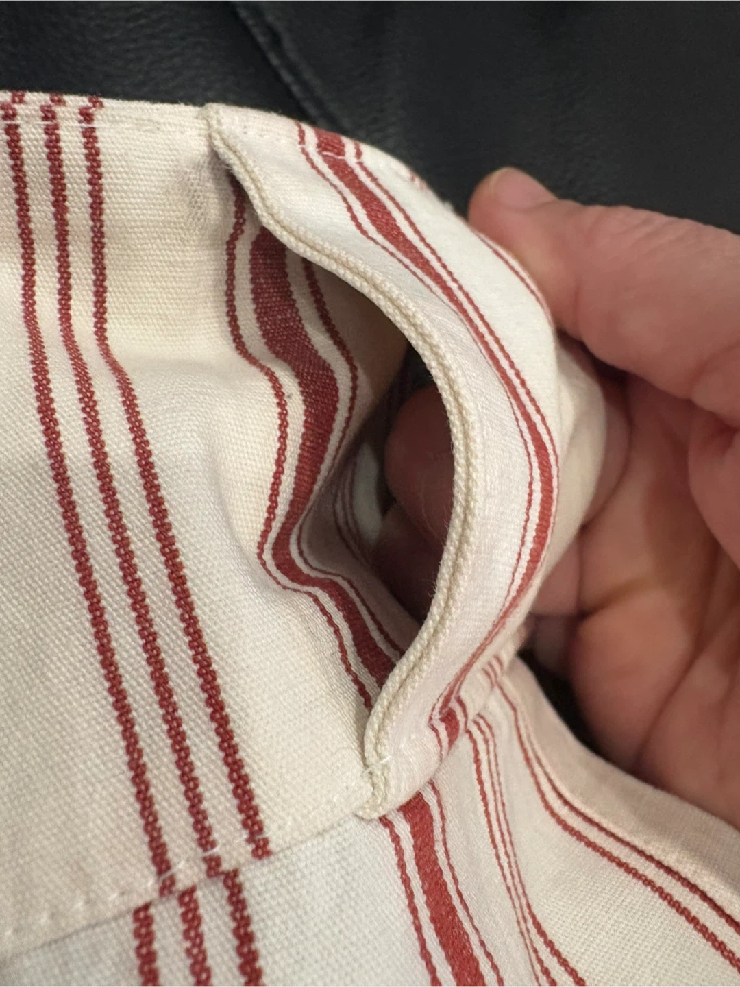 2 Pieces Red & White Striped Curtain Panels - photo 2