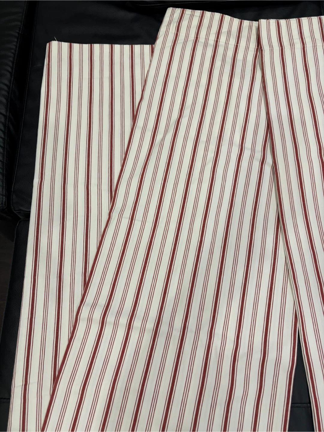 2 Pieces Red & White Striped Curtain Panels