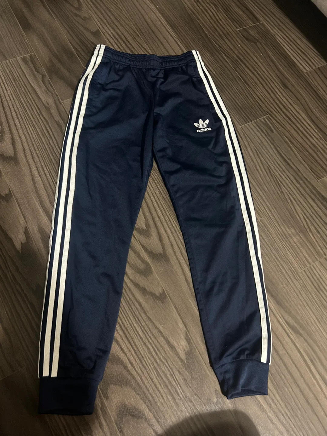Adidas youth navy 11-12yrs track pants, unisex image indicator(2)