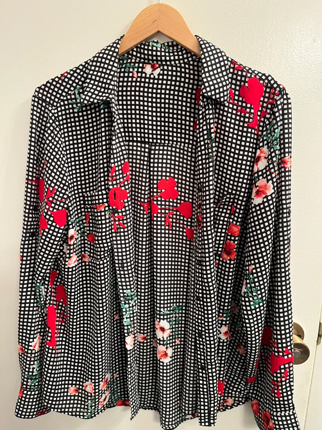 Floral Gingham Button-Up Shirt, M image indicator(5)
