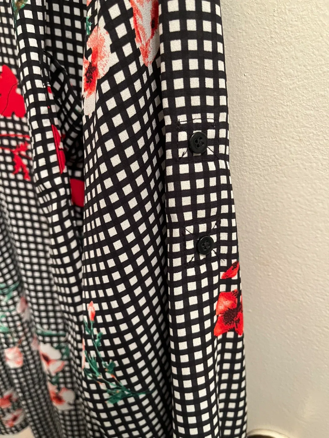 Floral Gingham Button-Up Shirt, M image indicator(4)