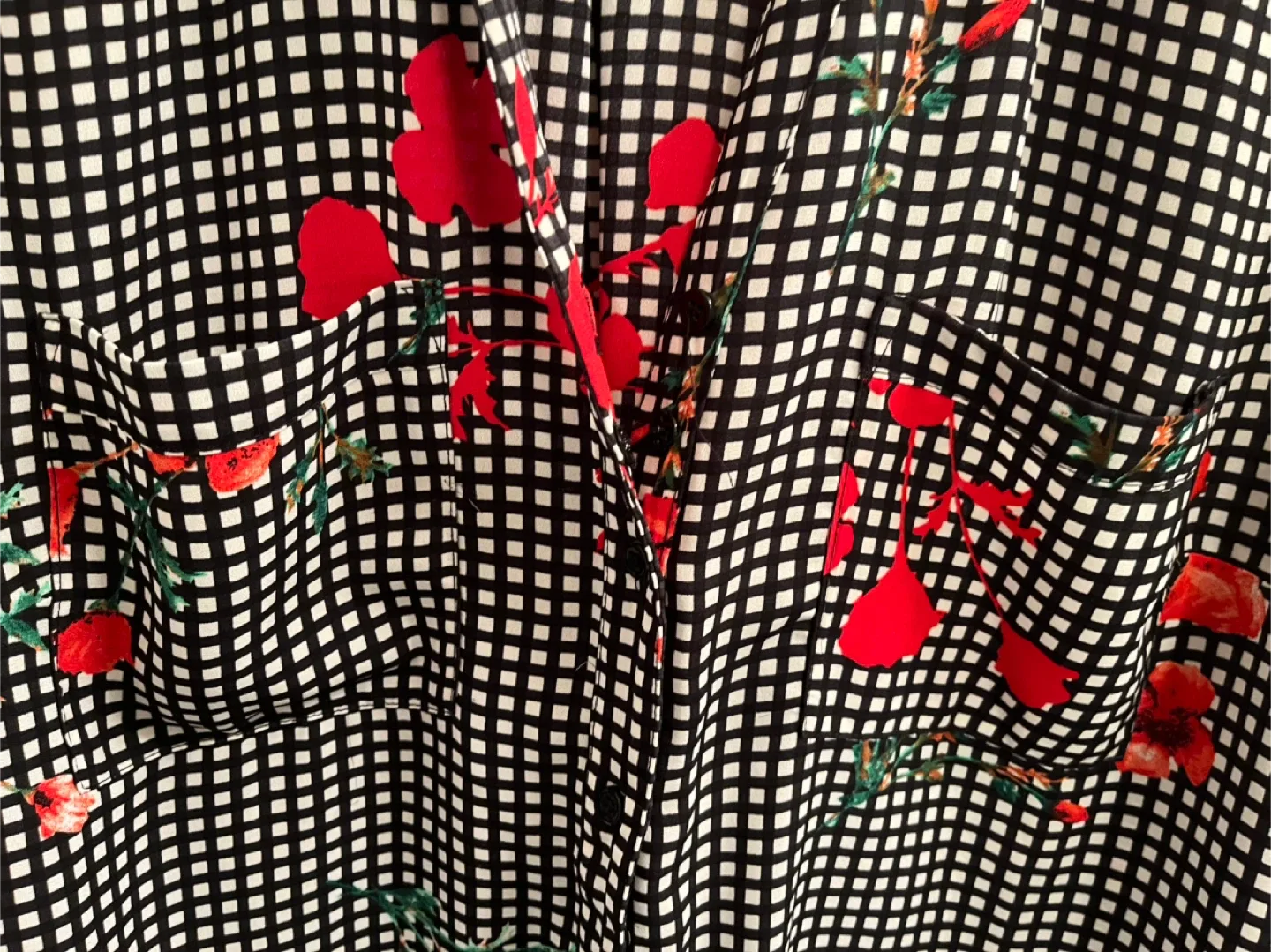 Floral Gingham Button-Up Shirt, M image indicator(3)