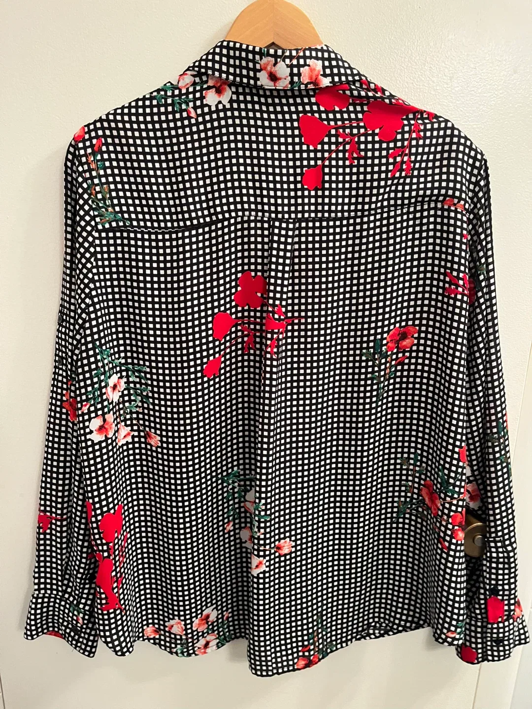 Floral Gingham Button-Up Shirt, M image indicator(2)