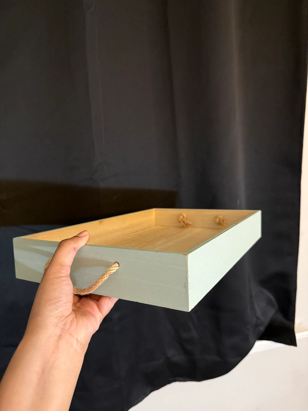 Decorative Wooden Tray with Rope Handles - photo 2