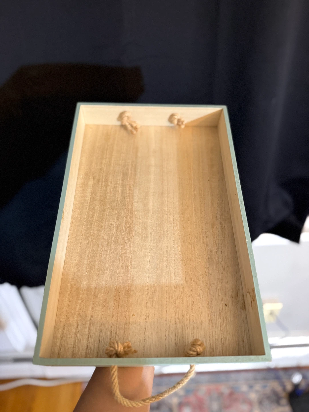 Decorative Wooden Tray with Rope Handles - photo 4