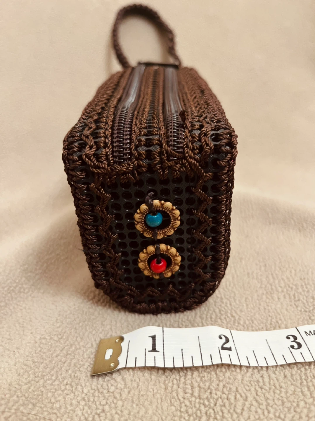 Brown Woven Handbag with Bead Details - photo 2