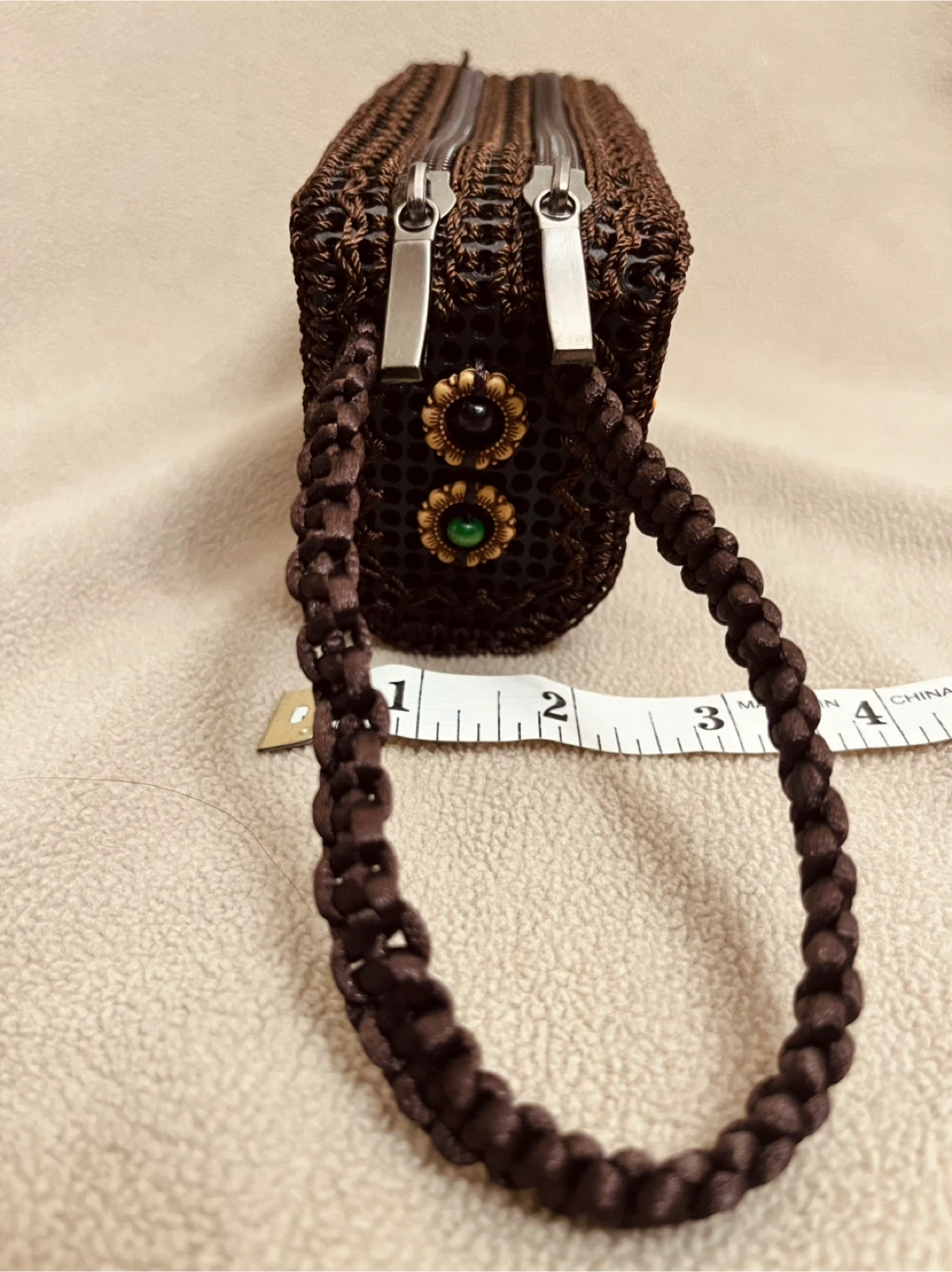 Brown Woven Handbag with Bead Details - photo 3
