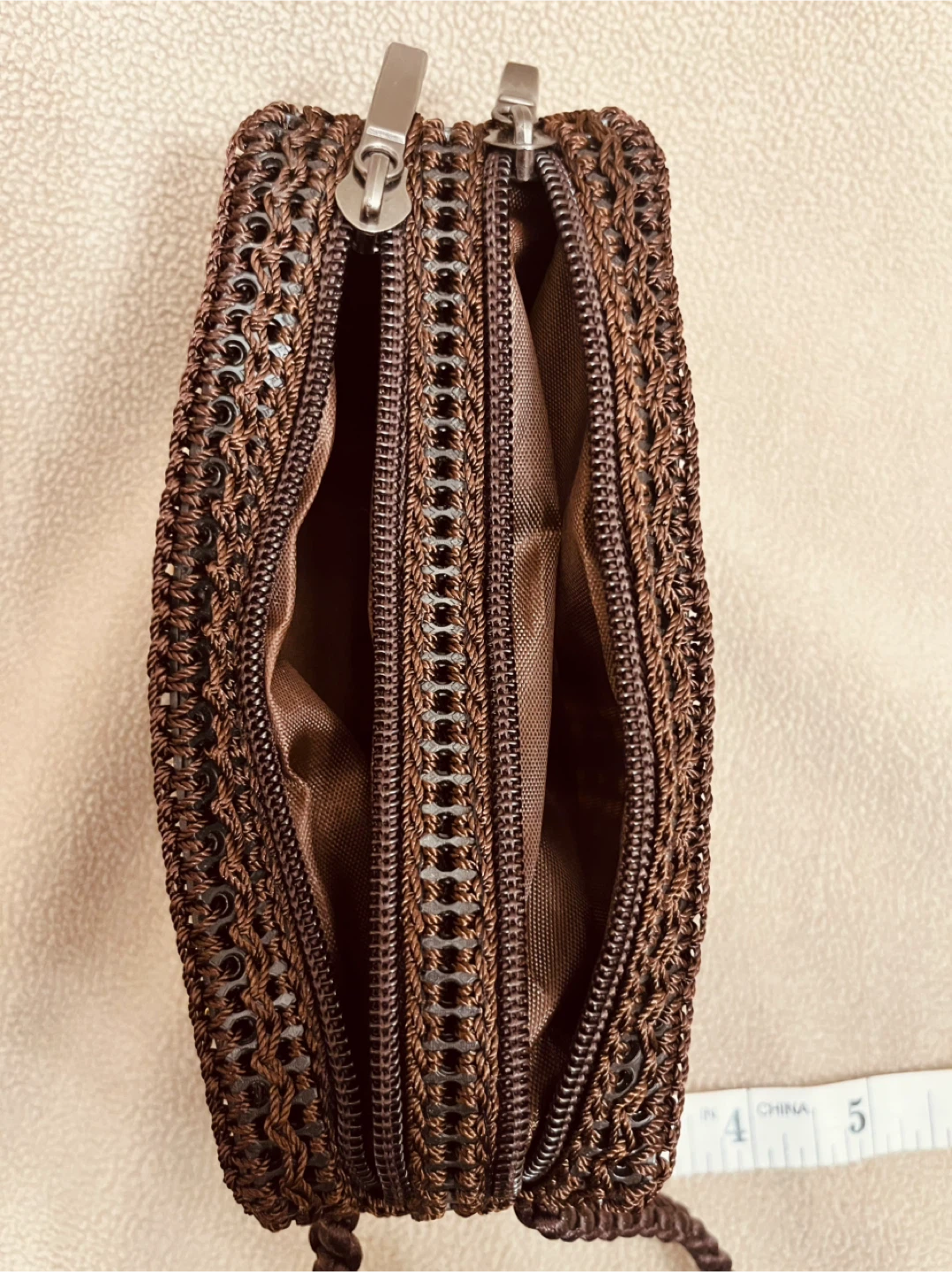 Brown Woven Handbag with Bead Details - photo 5