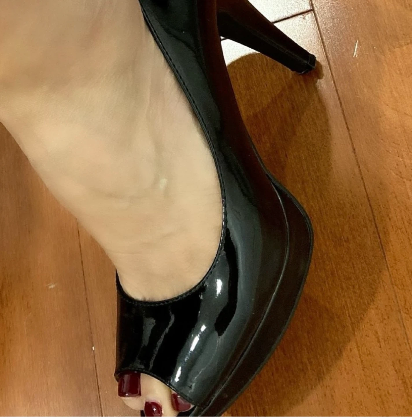 Studio Pollini Black Patent Leather Peep Toe Heels - photo 4