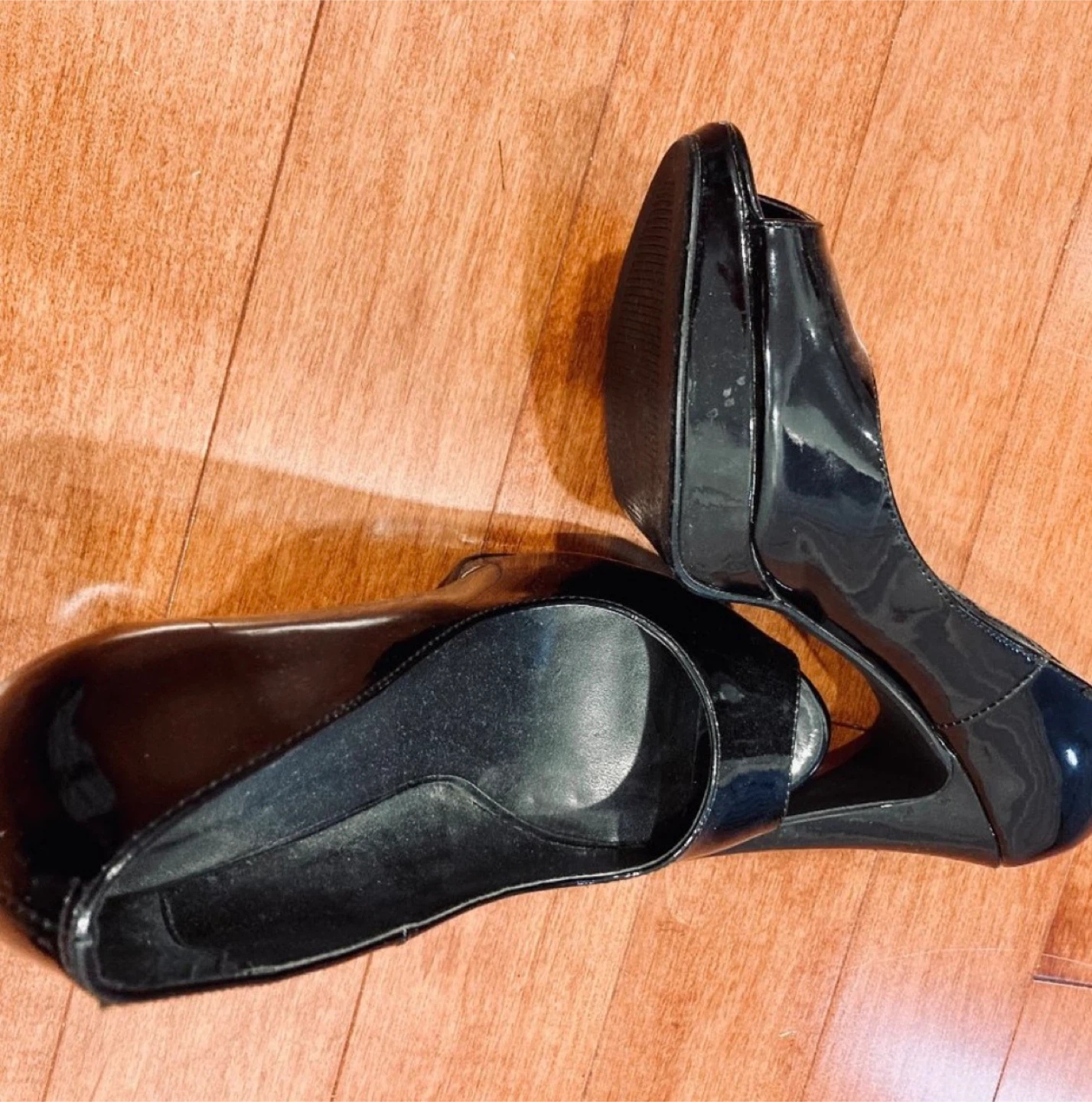 Studio Pollini Black Patent Leather Peep Toe Heels - photo 2