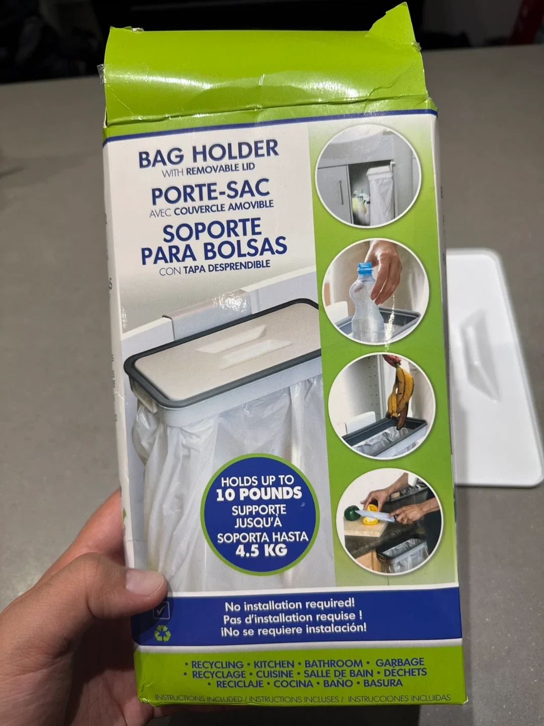Bag Holder with Removable Lid