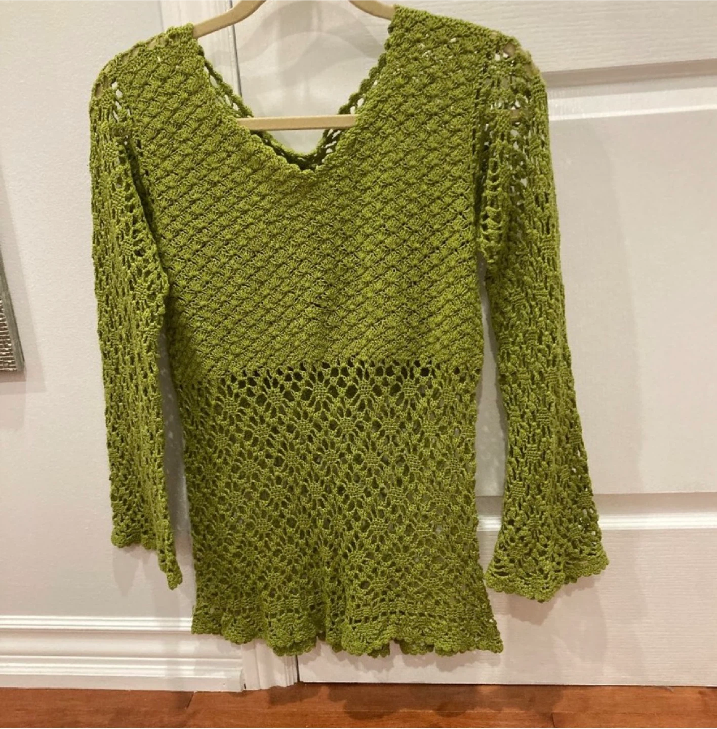 Green Crochet Long Sleeve Top - photo 2