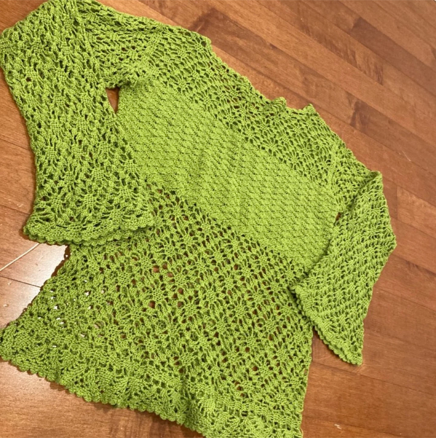Green Crochet Long Sleeve Top - photo 5