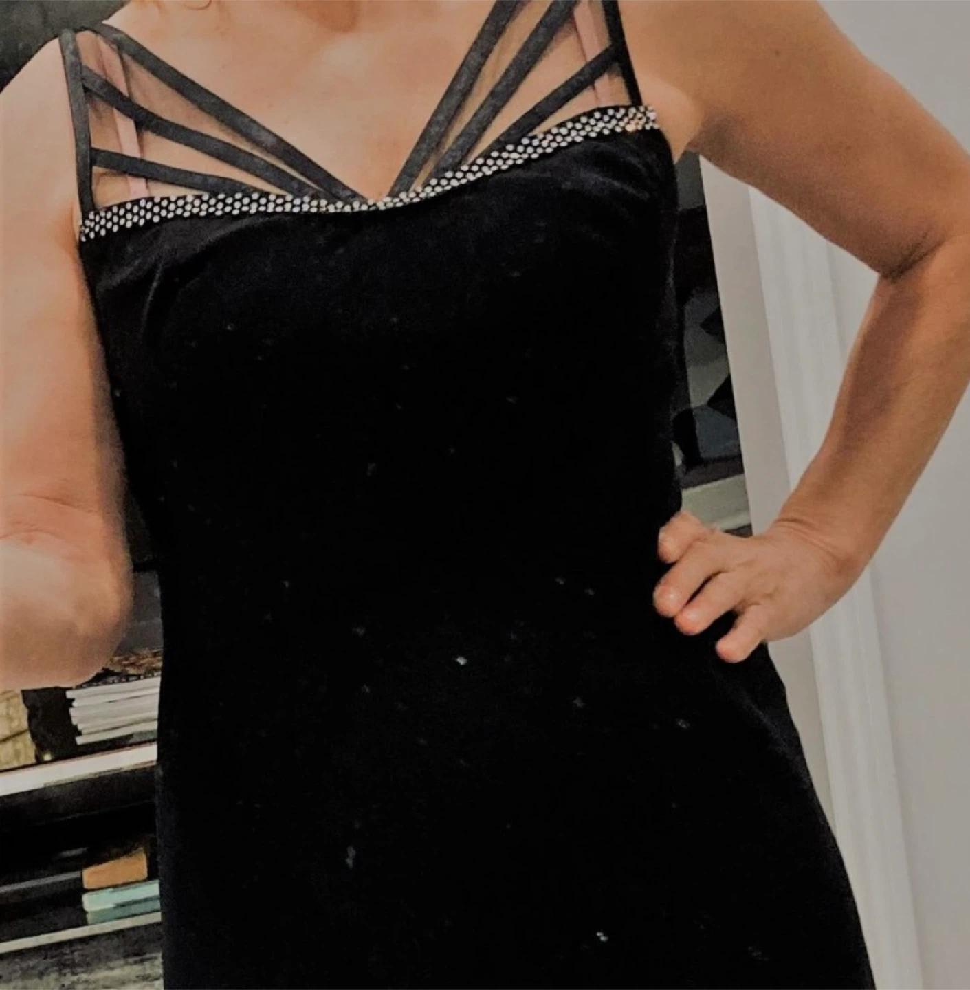 Little Black Dress with Beaded Straps